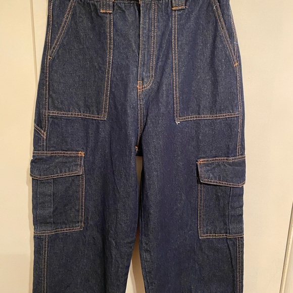 Ardene 90s, Women’s Size 09 Navy High Rise Denim Painter/Cargo Streetwear Pants - Picture 5 of 6